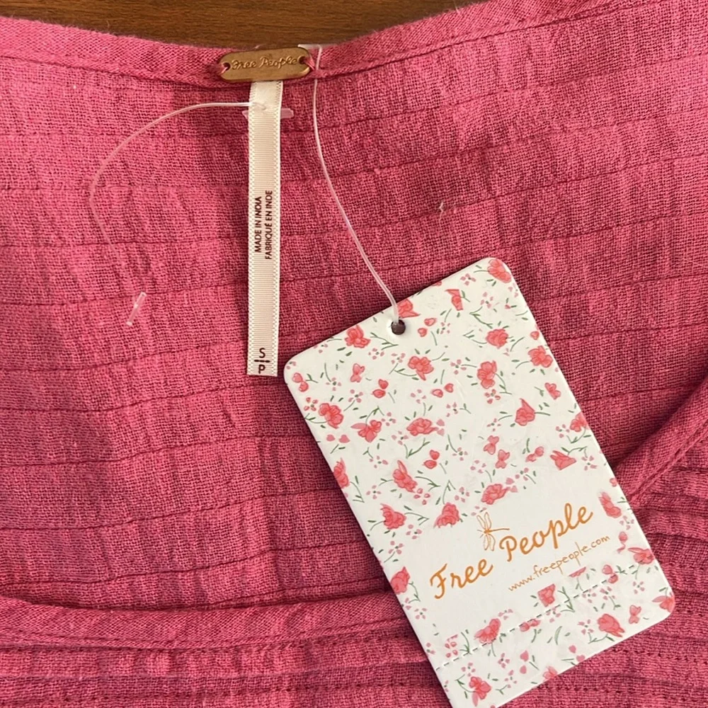 COPY - NWT Free People Pink Short Bubble Sleeve Tunic Midi Dress Top